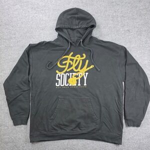 Fly Society Hoodie 2XL Black Pullover Hip Hop Skate Urban Streetwear Made In USA